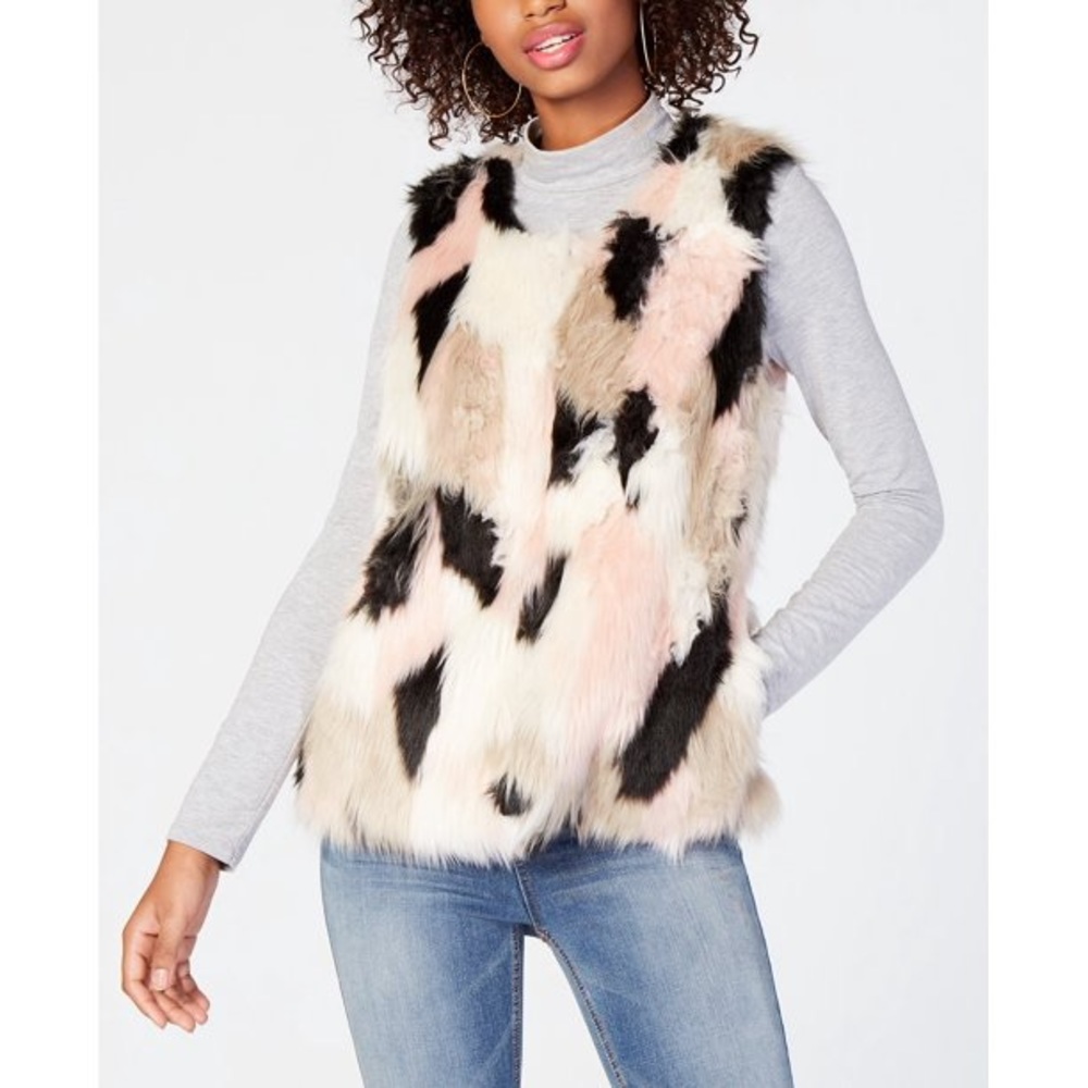 Say What? Faux Fur Vest with Pockets - S